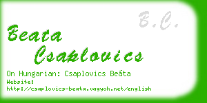 beata csaplovics business card